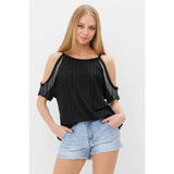 Vocal Open Shoulder Fringe Top