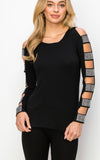 Vocal Ladder Cut Out Rhinestone LS Top