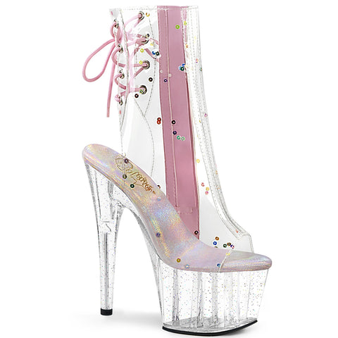 Pleaser Circus Confetti Lace Up Open Ankle Boot