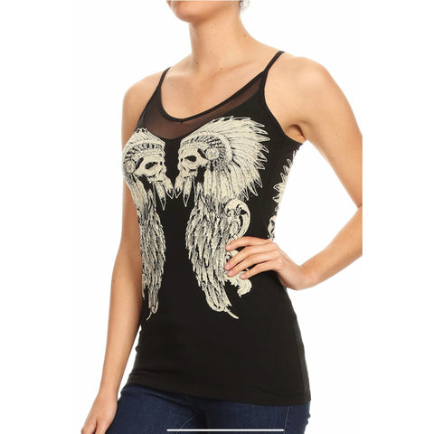 Native Skull Graphic Mesh Tank