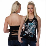 Liberty Wear Blossomed Elegance Foil Halter Top