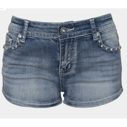 Riding Free Motorcycle Rhinestone Embellished Shorts