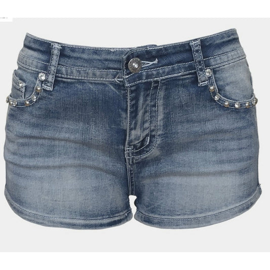 Riding Free Motorcycle Rhinestone Embellished Shorts