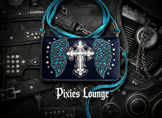 Wings and Cross Cut Out Wallet/Clutch