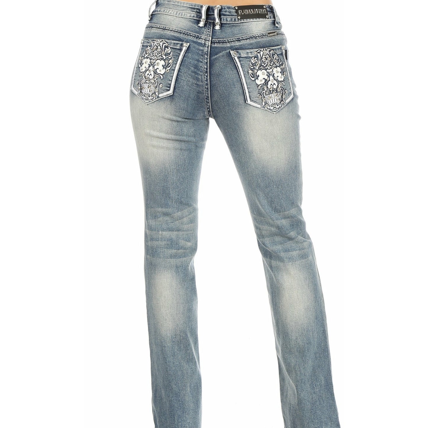 Candy Sugar Skull Rhinestone Embellished Jeans