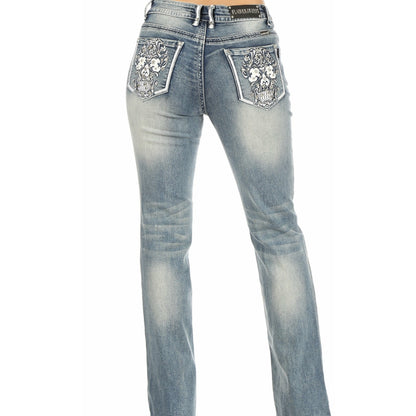 Candy Sugar Skull Rhinestone Embellished Jeans