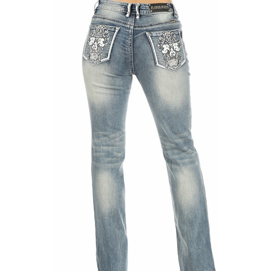Candy Sugar Skull Rhinestone Embellished Jeans