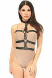 Matte Black Vegan Leather Body Harness - Daisy Corsets