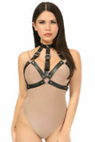 Black Vegan Leather Body Harness - Daisy Corsets