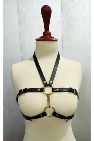 Black & Gold Faux Leather Harness