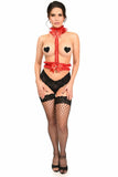 Kitten Collection Red/Red Lace Single Strap Body Harness - Daisy Corsets