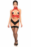 Kitten Collection Red/Red Lace Double Strap Body Harness - Daisy Corsets