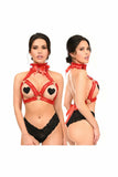 Kitten Collection Red/Red Triangle Top Body Harness - Daisy Corsets