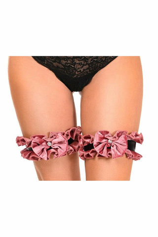 Kitten Collection Dusty Rose Velvet Leg Garters (Set of 2) - Daisy Corsets