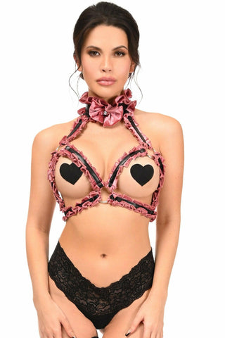 Kitten Collection Dusty Rose Velvet Triangle Top Body Harness - Daisy Corsets