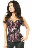 Lavish Pink Lace Front Zipper Corset - Daisy Corsets