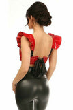 Lavish Red Patent Underwire Bustier Top w/Removable Ruffle Sleeves - Daisy Corsets