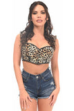 Top bustier con aros de terciopelo de leopardo lujoso con mangas con volantes removibles