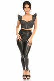 Lavish Black Denim Underwire Bustier Top w/Removable Ruffle Sleeves