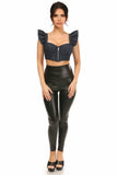 Lavish Blue Denim Underwire Bustier Top w/Removable Ruffle Sleeves