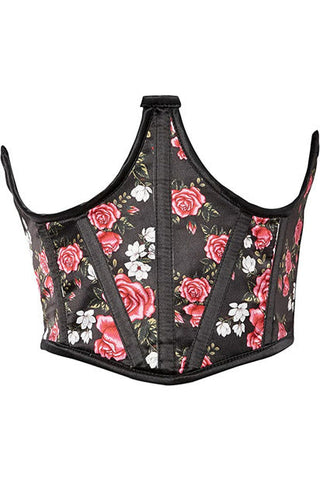 Lavish Floral Satin Open Cup Waist Cincher