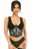 Lavish White w/Black Lace Overlay Open Cup Waist Cincher - Daisy Corsets