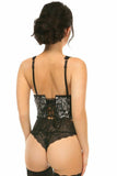 Lavish White w/Black Lace Overlay Open Cup Waist Cincher - Daisy Corsets