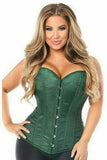 Lavish Dark Green Brocade Corset - Daisy Corsets