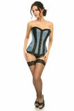 Lavish Lt Blue Burlesque Overbust Corset - Daisy Corsets