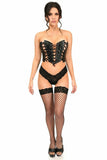 Lavish Black Faux Leather w/Black Lacing Lace-Up Bustier - Daisy Corsets