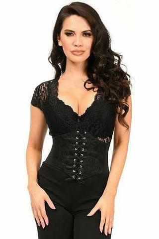 Lavish Black w/Black Lace Overlay Corset Belt Cincher - Daisy Corsets