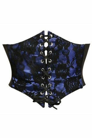 Lavish Blue w/Black Lace Overlay Corset Belt Cincher - Daisy Corsets