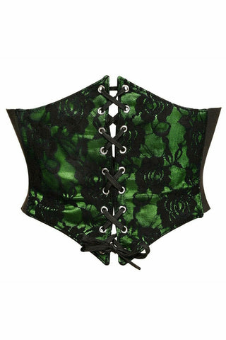 Lavish Green w/Black Lace Overlay Corset Belt Cincher - Daisy Corsets