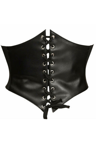 Lavish Black Faux Leather Corset Belt Cincher - Daisy Corsets