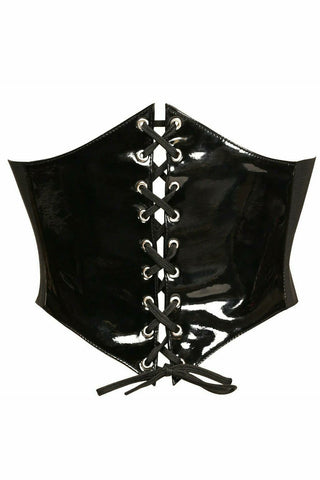 Lavish Black Patent PVC Corset Belt Cincher - Daisy Corsets