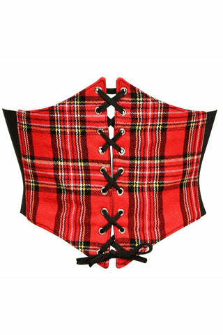 Lavish Red Plaid Corset Belt Cincher - Daisy Corsets