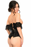 Lavish Sheer Black Lace Underbust Underwire Corset w/Ruffle Sleeve - Daisy Corsets