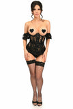 Lavish Sheer Black Lace Underbust Underwire Corset w/Ruffle Sleeve - Daisy Corsets