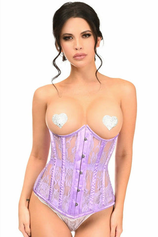 Lavish Lavender Sheer Lace Underwire Open Cup Underbust Corset - Daisy Corsets