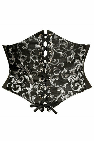 Lavish Black/Silver Brocade Corset Belt Cincher - Daisy Corsets