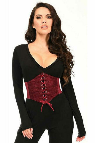 Lavish Wine Lace Corset Belt Cincher - Daisy Corsets