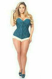 Lavish Dark Teal Lace Overbust Corset w/Zipper - Daisy Corsets