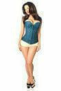 Lavish Dark Teal Lace Overbust Corset w/Zipper - Daisy Corsets