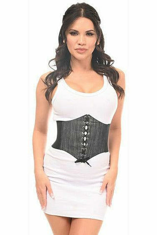 Lavish Black Denim Corset Belt Cincher - Daisy Corsets