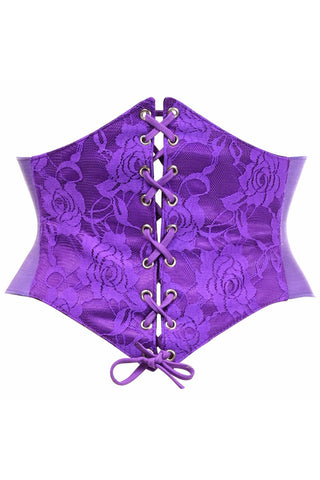 Cincher de cinturón de corsé de encaje morado lujoso