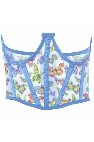 Lavish Butterfly Print Mesh Open Cup Waist Cincher - Daisy Corsets