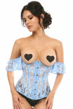 Lavish Sheer Lt Blue Lace Underbust Underwire Corset w/Ruffle Sleeve - Daisy Corsets