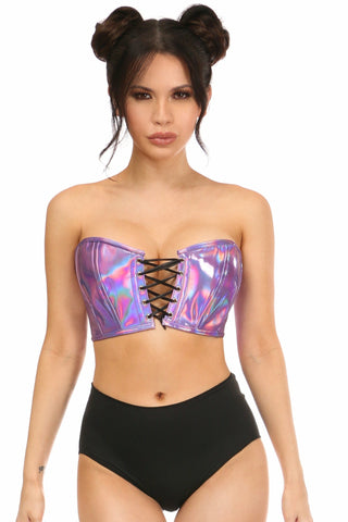 Lavish Lavender Holo Bustier con cordones