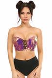 Lavish Rainbow Gold Holo Top con cordones y bustier