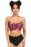 Top bustier con cordones de PVC con purpurina arcoíris Lavish